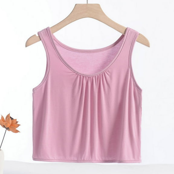 Homenesgenics Tank Tops for Women under $5 Women's Summer Casual Fashion Solid Color Short Sexy Round Neck Tank Tops Pink XXXXXL