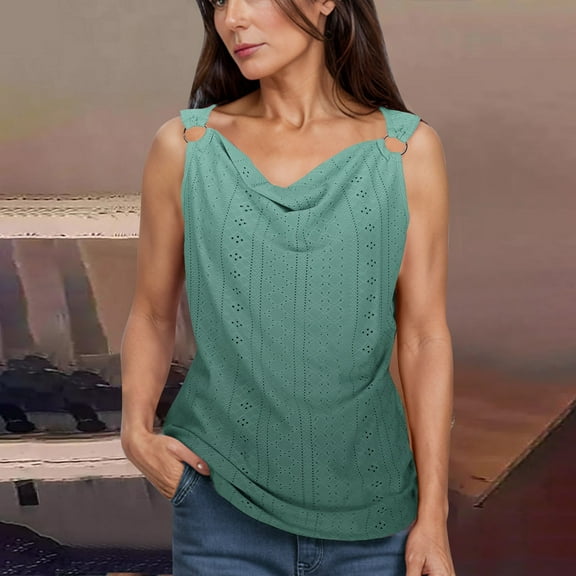 Homenesgenics Tank Tops with Built in Bras Women's Casual Summer Printed V-Neck Sleeveless Tanks Tops Green S