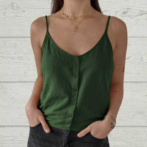 Homenesgenics Tank Tops with Built in Bras Women's Fashion Casual Pullover Sleeveless Round Neck Camisoles Tops Blouses Tank Green XXL