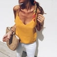 thumbnail image 1 of Homenesgenics Tank Tops with Built in Bras Women's New Summer Sexy Lace V-Neck Solid Color Suspender Shirt Tops Vest Shirt Yellow XXL, 1 of 5