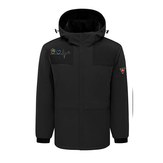 Homenesgenics Thermal Jacket Heated Winter Smart 4 Zone Warm Electric Down Men and Women Electric Long Sleeve Hooded Leather Black L
