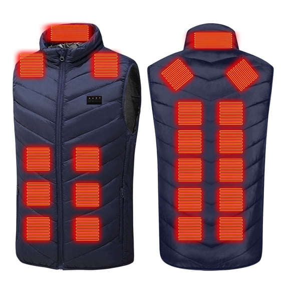 Homenesgenics Thermal Jacket Vest Heated Winter Printed 9 Zone 3 Level Temperature Control Men and Women Blue XL