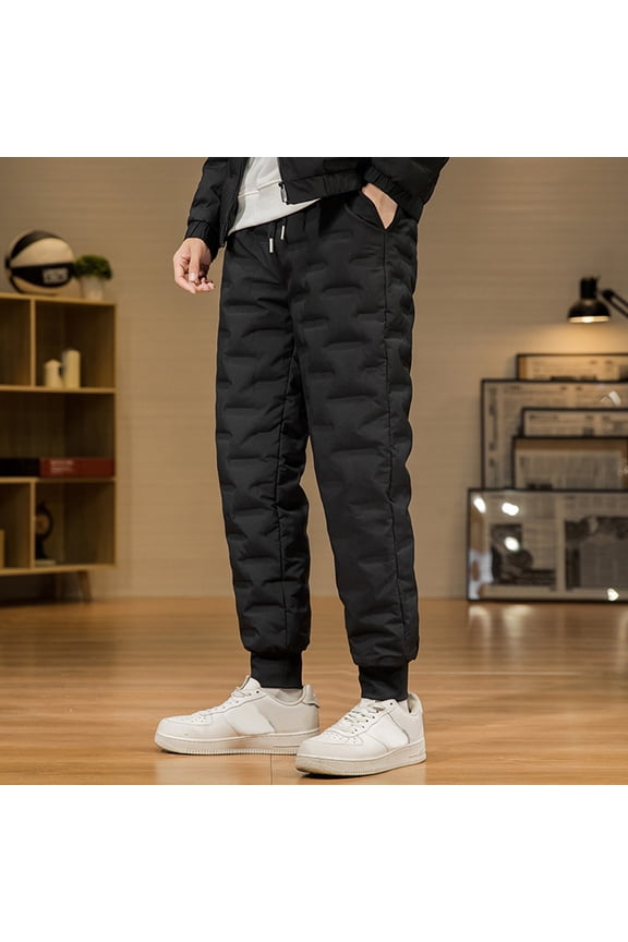 Thermal Underwear for Men Down Pants Thickened in Winter Casual Warm and Windproof Down Leggings Cold Proof Sports Pants Outside
