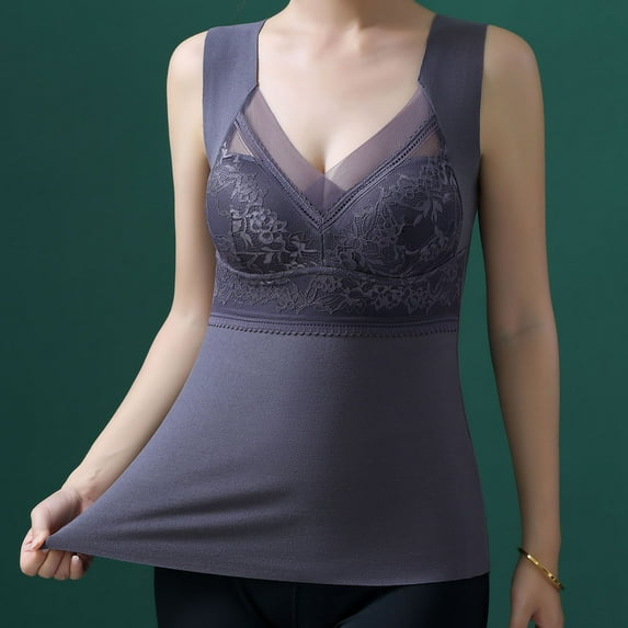 Homenesgenics Thermal Underwear for Women Winter Warm Self Heating Warm Shaping Wool V-Neck Warm Vest Womens Clothes under $8