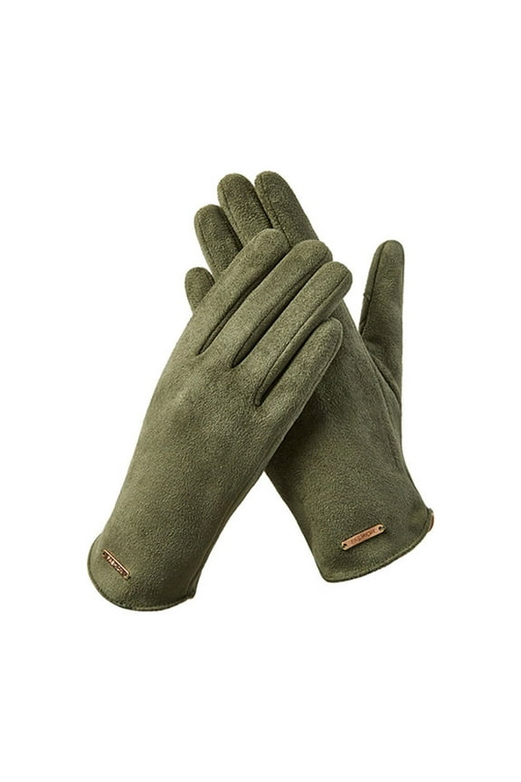 Thermal Winter Gloves for Men Women Driving Leather Thin Touch Screen Knitted Waterproof Woman Gloves Ski Gloves Warm Running Biking Hiking Driving Green One Size