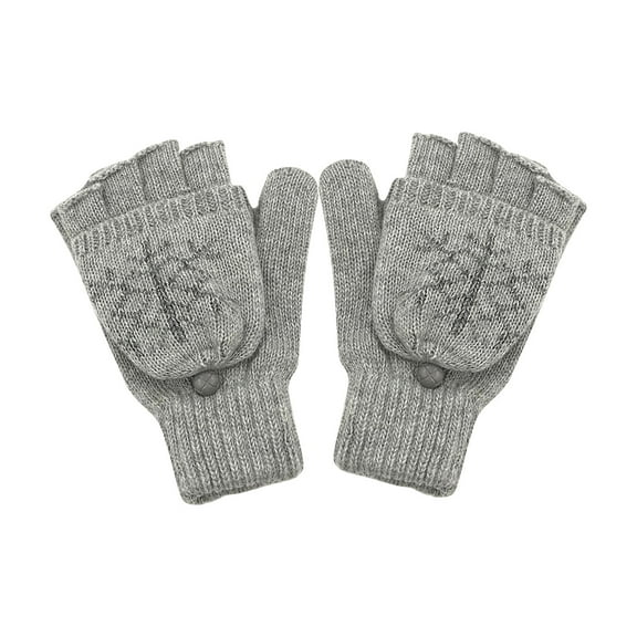 Homenesgenics Thermal Winter Gloves for Men Women Fingerless Driving Leather Thin Touch Screen Knitted Clearance Waterproof Women's Print Flip Cover for Use Warm Knit Gloves Gray One Size