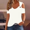 thumbnail image 1 of Homenesgenics Tops for Women Plus Size,Tunic Tops for Women,Crop Tops for Women Women Summer Sexy T- Shirt Cold Shoulder Pullover Blouse-Neck Short Sleeve Solid Beige L, 1 of 8