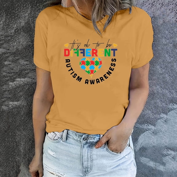 Homenesgenics Tops for Women Plus Size,Tunic Tops for Women,Crop Tops for Women Women's 2025 Spring and Summer Fashion Print Pattern Round Neck Short Sleeved T-Shirt Tops/Shirt Yellow XXL