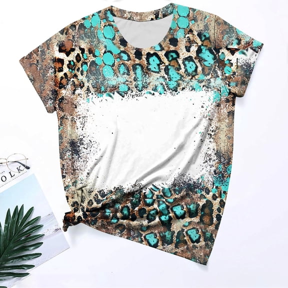 Homenesgenics Tops for Women Plus Size,Tunic Tops for Women,Crop Tops for Women Women's Casual Style Casual Printed Short Sleeve Blouse-Sleeve Blouse/Shirt Brown S