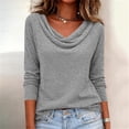 thumbnail image 1 of Homenesgenics Tops for Women Long Sleeve Solid-Color Scoop-Neck Fall Pullover Shirt Gray XXL, 1 of 7