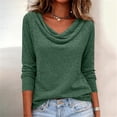 thumbnail image 1 of Homenesgenics Tops for Women Long Sleeve Solid-Color Scoop-Neck Fall Pullover Shirt Green M, 1 of 7