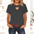 thumbnail image 1 of Homenesgenics Tops for Women Plus Size Short-Sleeve T-Shirt Basic Style Round Neck Cutout Heart Underlay Top Gray S, 1 of 9