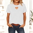 thumbnail image 1 of Homenesgenics Tops for Women Plus Size Short-Sleeve T-Shirt Basic Style Round Neck Cutout Heart Underlay Top White XL, 1 of 9