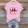 thumbnail image 1 of Homenesgenics Tops for Women Plus Size Valentine's Day Bow Print Fashion Casual Print Round Neck Short Sleeve T-Shirt Top Pink M, 1 of 6