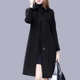 thumbnail image 1 of Homenesgenics Trench Coat for Women Warm Coat Faux Coat Mid-Length Winter Coat – One-Piece Long-Sleeved Casual Coat/Jacket with No Hood Black S, 1 of 5