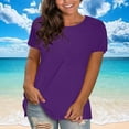 thumbnail image 1 of Homenesgenics Tunic Tops for Women Plus Size Crew Neck Pullover Solid Color Short-Sleeve T-Shirt Tops Purple XXXXL, 1 of 6