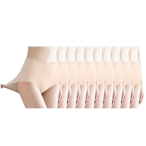 Homenesgenics Underwear for Women Plus Size 10PC Fashion High Waisted Solid Women Underwear Waist Pants Absorbent Underwear Brown XXL