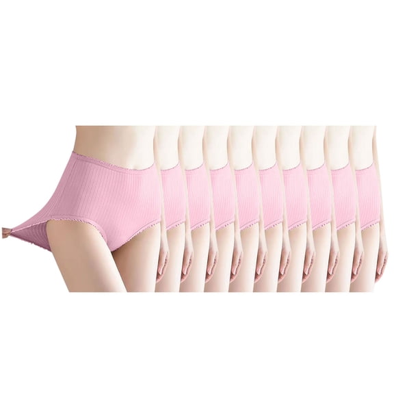 Homenesgenics Underwear for Women Plus Size 10PC Fashion High Waisted Solid Women Underwear Waist Pants Absorbent Underwear Pink XL