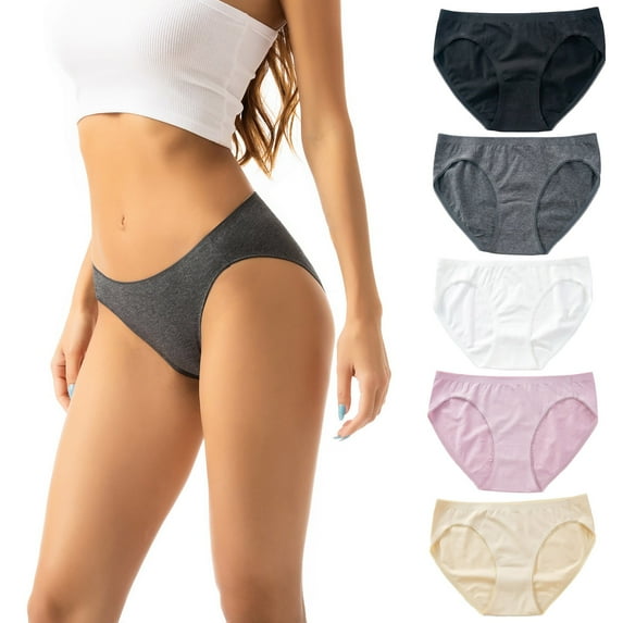 Homenesgenics Underwear for Women Plus Size under $10 5PC Women's Cotton Briefs Breathable Cotton Underwear Multicolor XL