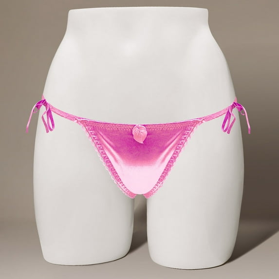 Homenesgenics Underwear for Women Plus Size Women's Sexy Lingerie Underwear Low Waisted Tie Rope Dazzling Colorful Thong T-pants Thong Pink One Size