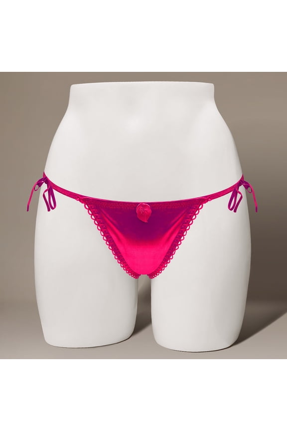 Underwear for Women Plus Size Women's Sexy Lingerie Underwear Low Waisted Tie Rope Dazzling Colorful Thong T-pants Thong Pink One Size