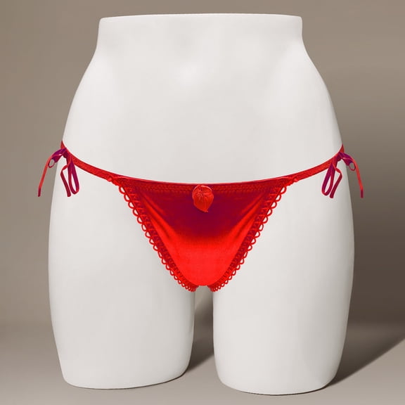 Homenesgenics Underwear for Women Plus Size Women's Sexy Lingerie Underwear Low Waisted Tie Rope Dazzling Colorful Thong T-pants Thong Red One Size