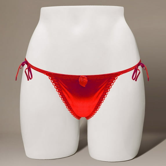 Homenesgenics Underwear for Women Plus Size Women's Sexy Lingerie Underwear Low Waisted Tie Rope Dazzling Colorful Thong T-pants Thong Red One Size