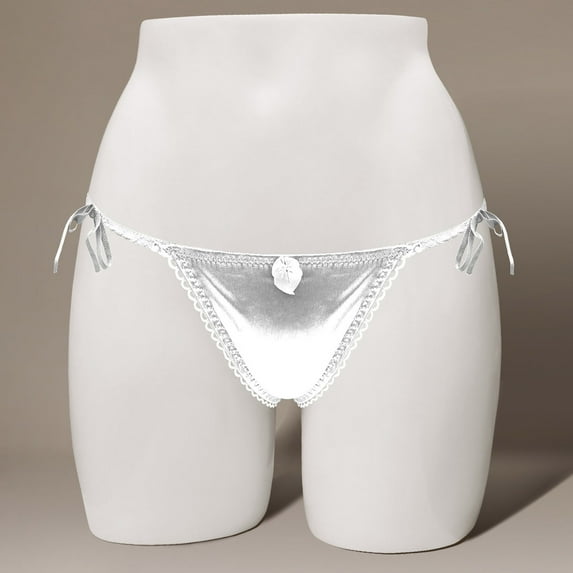 Homenesgenics Underwear for Women Plus Size Women's Sexy Lingerie Underwear Low Waisted Tie Rope Dazzling Colorful Thong T-pants Thong White One Size