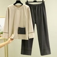 thumbnail image 1 of Homenesgenics Warm Pajama Sleepwear Women's Warm Pocket Winter Plush Long Sleeved Pants Loose Round Neck Pajama Set, 1 of 6