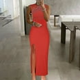 thumbnail image 1 of Homenesgenics White Womens Dresses Plus Size Fashion Holiday Summer Sleevess Solid Color Sexy Long Maxi Dress, 1 of 9