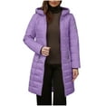 thumbnail image 1 of Homenesgenics Winter Fleece Lined Jackets for Women Solid Color Long Sleeve Hooded Plush Hat Padded Winter Coats Windproof Rainproof Outerwear Purple L, 1 of 9