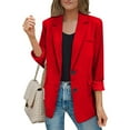 thumbnail image 1 of Homenesgenics Open Front Jackets Womens Bussiness Casual Blazers Open Front Long Sleeve Work office Blazer Jacket with Shoulder Pads Fall Fashion 2025 Red L, 1 of 8