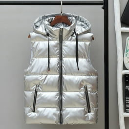 No Boundaries Metallic Puffer Vest, Women's and Women's Plus
