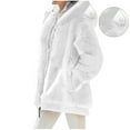thumbnail image 1 of Homenesgenics Winter Women's Solid Color Zipper Pocket Hooded Faux Fur-Lined Jacket Plus Size Coats Long Sleeved Hooded Casual Outerwear White L, 1 of 8