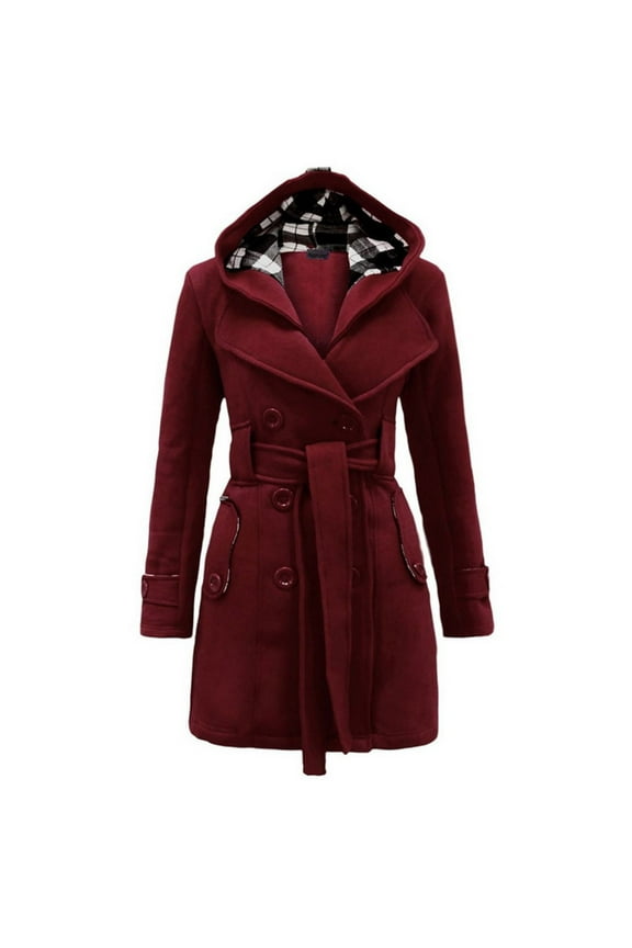 Winter Clothes for Women Jumpsuit Fleece Jackets Womens Warm Faux Plaid Long Sleeve Double Breasted Outerwear Coats Tops Red XL