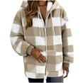 thumbnail image 1 of Homenesgenics Winter Clothes for Women Plus Size Women's Fall and Winter Fleece Flannel Jackets Zipper Hooded Coat with Pocket Brown S, 1 of 8