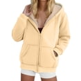 thumbnail image 1 of Homenesgenics Winter Coat Winter Clothes Women Winter Warm Casual Long Sleeve Hooded Solid Sweatshirt Coat Beige XXXXL, 1 of 4
