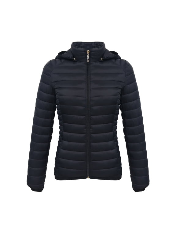 Winter Coat Winter Clothes Women's Solid Color Long Sleeved Tops Zipper with Pocket Lightweight Jacket Coats Black S