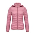 thumbnail image 1 of Homenesgenics Winter Coat Winter Clothes Women's Solid Color Long Sleeved Tops Zipper with Pocket Lightweight Jacket Coats Pink S, 1 of 6