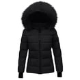 thumbnail image 1 of Homenesgenics Winter Coat Winter Clothes Women's Winter Jacket with Hood Waist and To Overcome Outer Long Sleeve Coats Jacket with Pocket Black XXL, 1 of 7