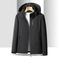 thumbnail image 1 of Homenesgenics Winter Coats for Women Plus Size 5 X Fleece Jackets Women's Outdoor Solid Color Single Layer Sprint Coat Zipper Loose Casual Hooded Coat Black XXXXL, 1 of 5
