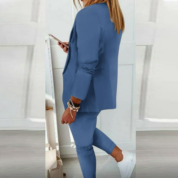 Homenesgenics Winter Coats Women's Long Sleeve Solid Suit Pants Casual Elegant Business Suit Sets Womens Clothes under $8