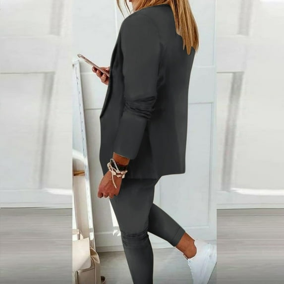Homenesgenics Winter Coats Women's Long Sleeve Solid Suit Pants Casual Elegant Business Suit Sets Womens Clothes under $8