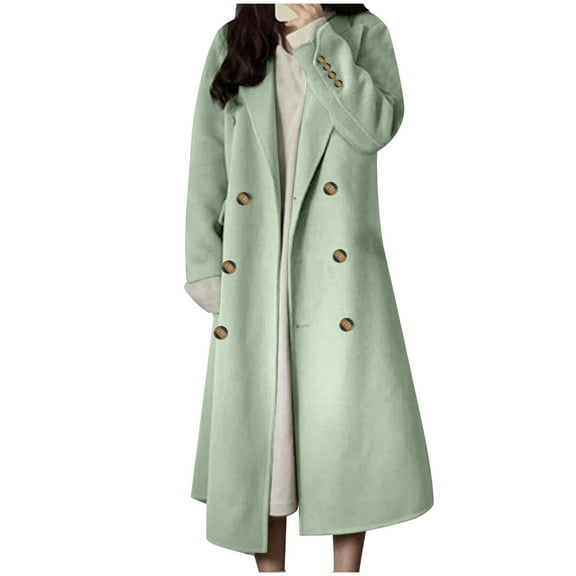 Homenesgenics Winter Coats for Women Plus Size 4X Fleece Jackets Women Turn Down Collar Long Sleeve Casual Coat Cardigan Blouse Green L