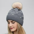 thumbnail image 1 of Homenesgenics Winter Hats for Women Beanies,Bobble Hat,Pom Pom Hat,Winter Windproof Outdoor Beanies Women Knitted Beanies Gray Free Size, 1 of 4