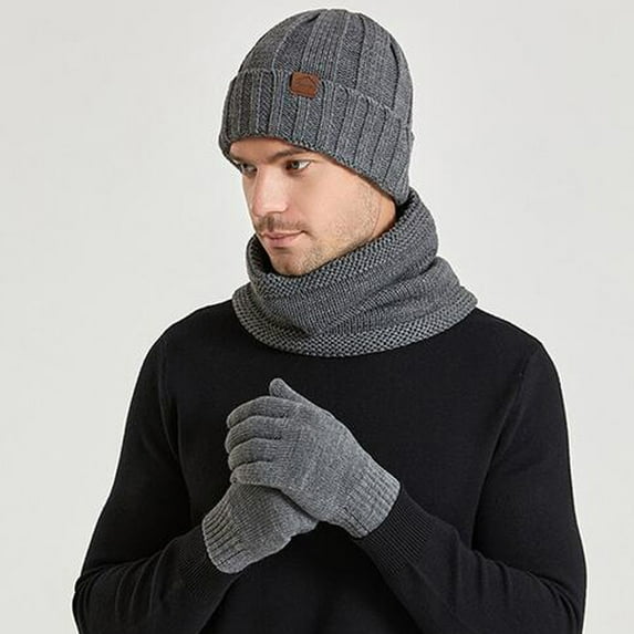 Homenesgenics Winter Hats for Women with Scarf and Gloves Set,Winter Outdoor Fashion Women's Beanies Brushy Gray One Size