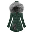 thumbnail image 1 of Homenesgenics Winter Jackets Plus Size ! Women Solid Color Long Sleeve Zipper Pockets Hooded Padded Plush Fleece Jacket Puffer Parkas Coat Green XXL, 1 of 2