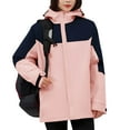 thumbnail image 1 of Homenesgenics Winter Jackets Plus Size ! Women's Color Block Long Sleeve Zipper Pocket Hooded Coat Windproof Velvet Warm Jacket Pink XXL, 1 of 9