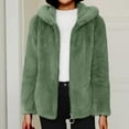 thumbnail image 1 of Homenesgenics Winter Jackets Plus Size ! Women's Thick Fleece Hooded Plush Jacket Long Sleeved Hoodied Casual Jackets Green L, 1 of 6