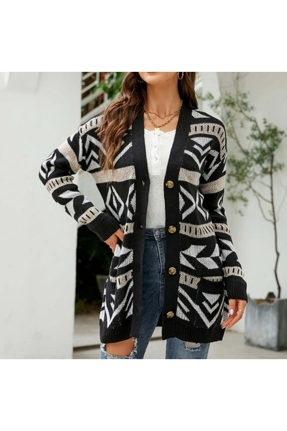 Winter Jackets Women Clearance $10 Women's Solid Color Cardigan Wool Sweater Pocket Recreational Long Sleeve Tops Black M